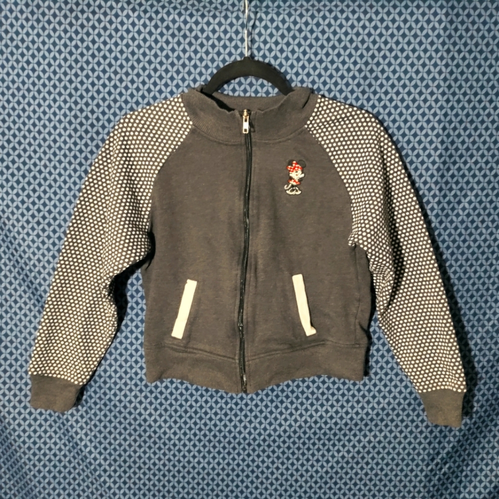 Disney Parks - Kids Vintage Minnie Mouse grey and white polkadot jacket. Size- S